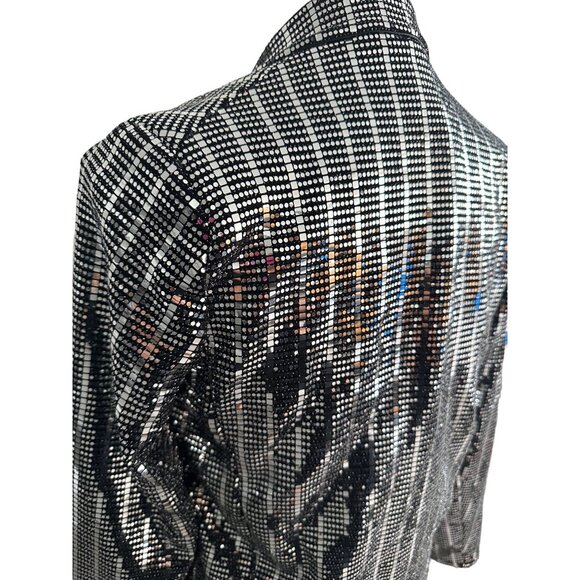VICI Silver Black Metallic Mirror Jacket Blazer Size Small - Picture 3 of 5
